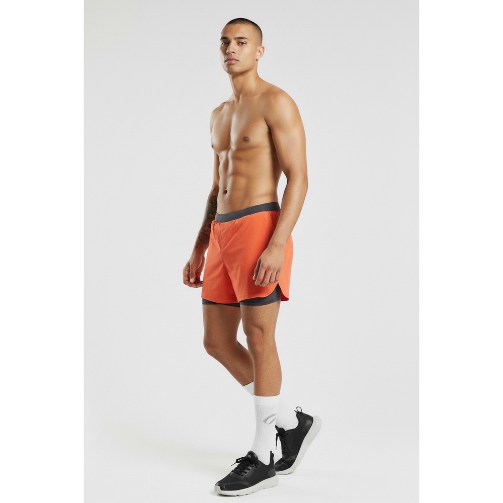Gymshark Men's Orange 2 in 1 shorts